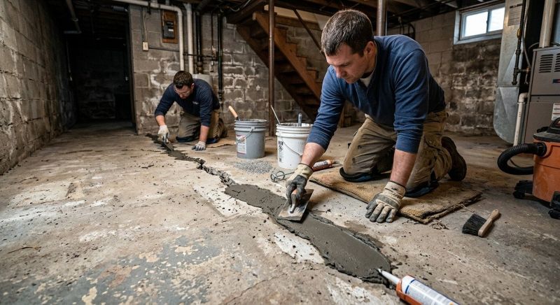 Cracked Basement Floor Repair in Anne Arundel County, MD