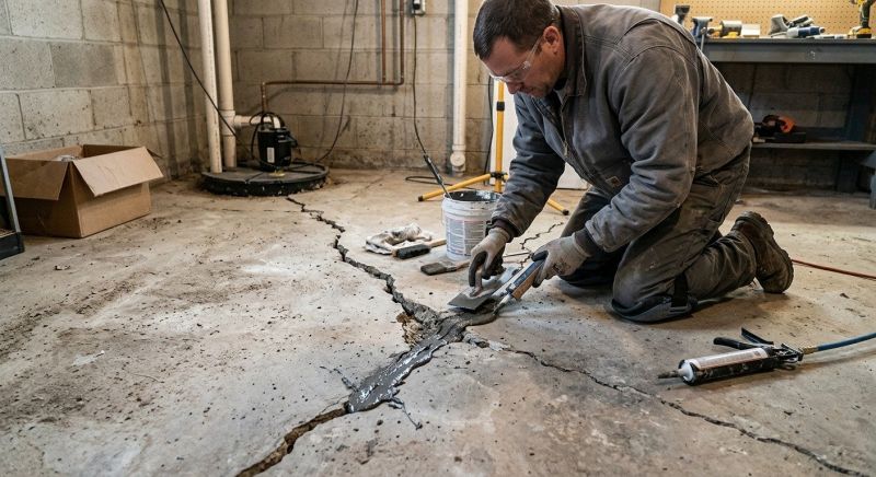 Cracked Basement Floor Repair in Anne Arundel County, MD
